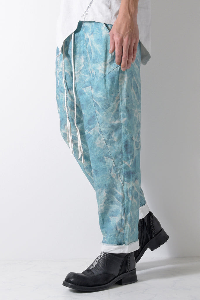 2201-PT01C Fractal Linen Layered Pants Turquoise