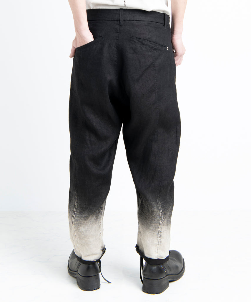 2501-PT04 Linen Layered Tuck Pants Black