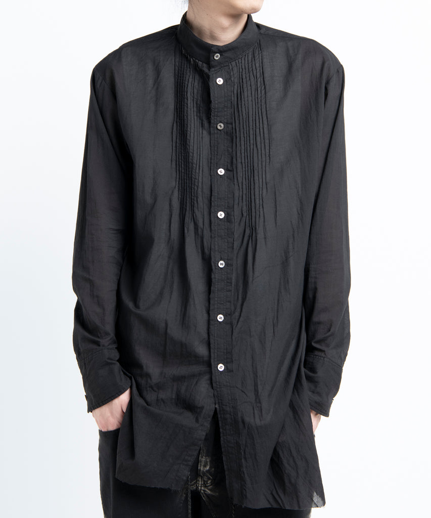 2501-SH04 Stand Collar Layer Shirt Black