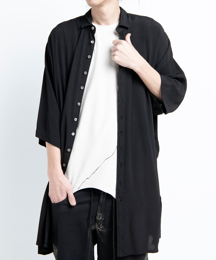 2501-SH02 Crepe Rayon Lazy Shirt 05 Black