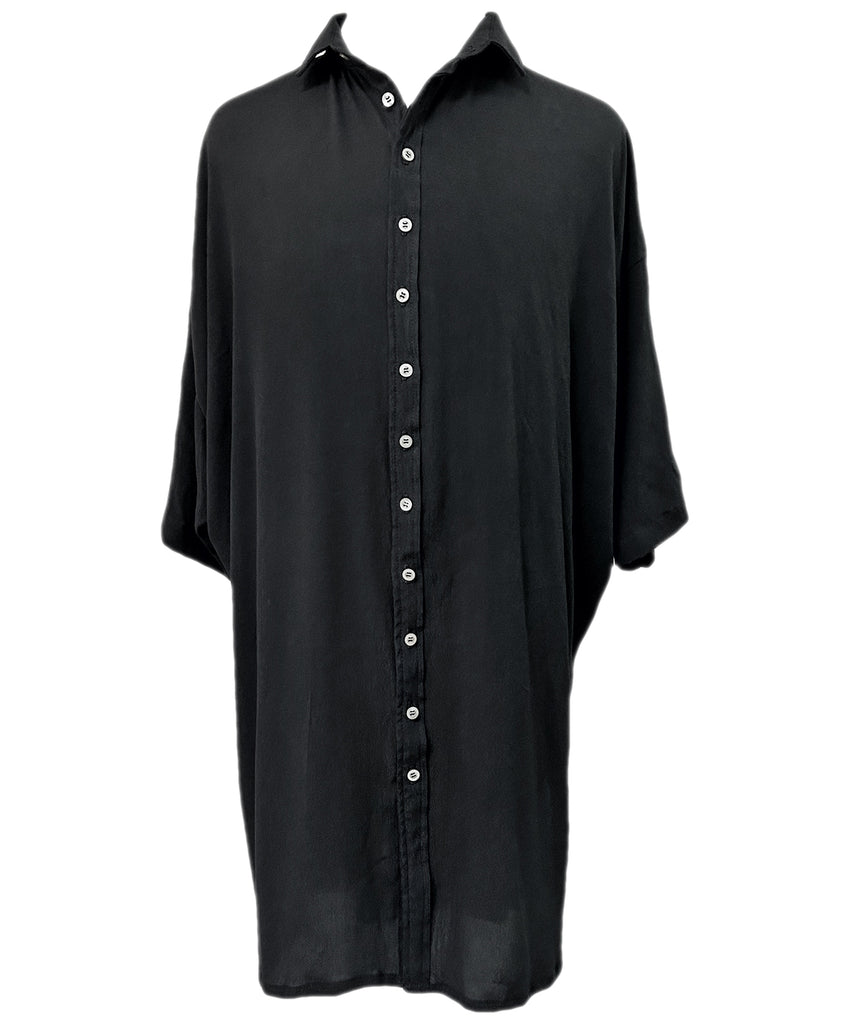 2501-SH02 Crepe Rayon Lazy Shirt 05 Black