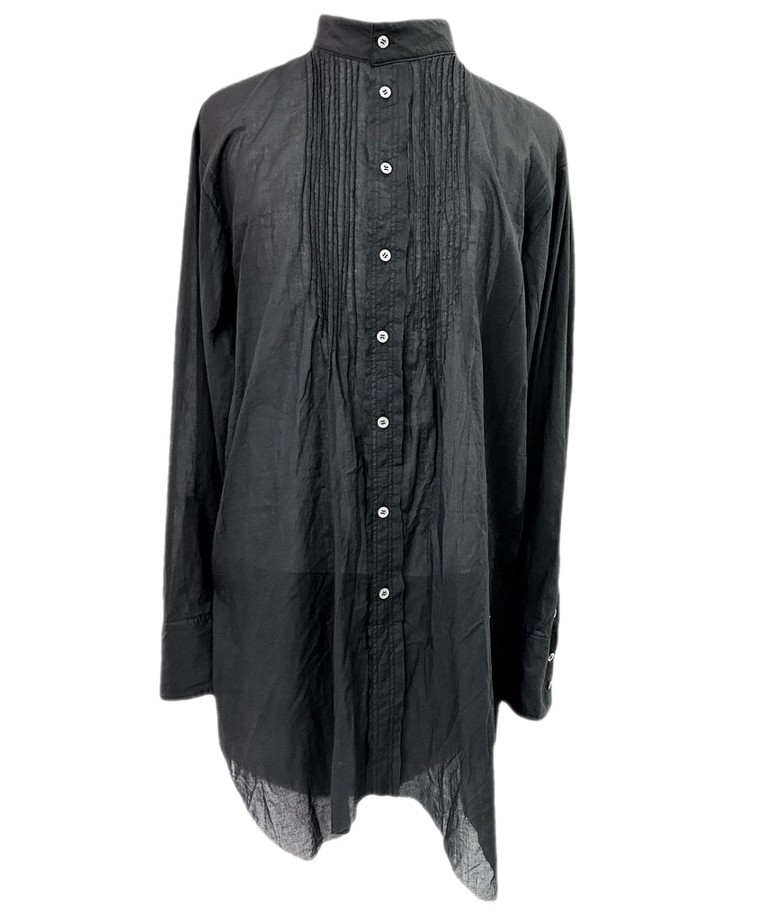 2501-SH04 Stand Collar Layer Shirt Black