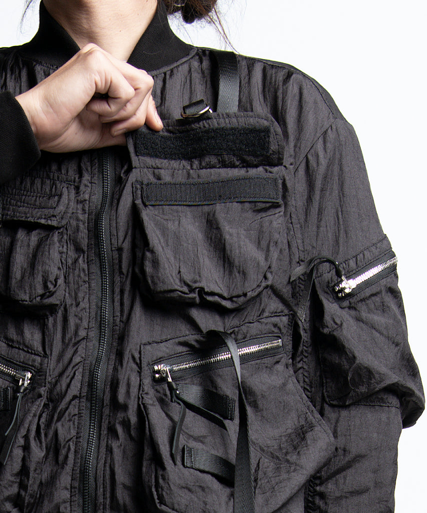 2401-JK01 Parachute Jacket 02 Black