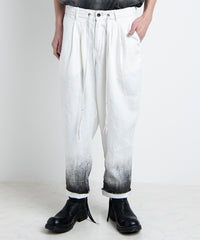 2501-PT04 Linen Layered Tuck Pants White