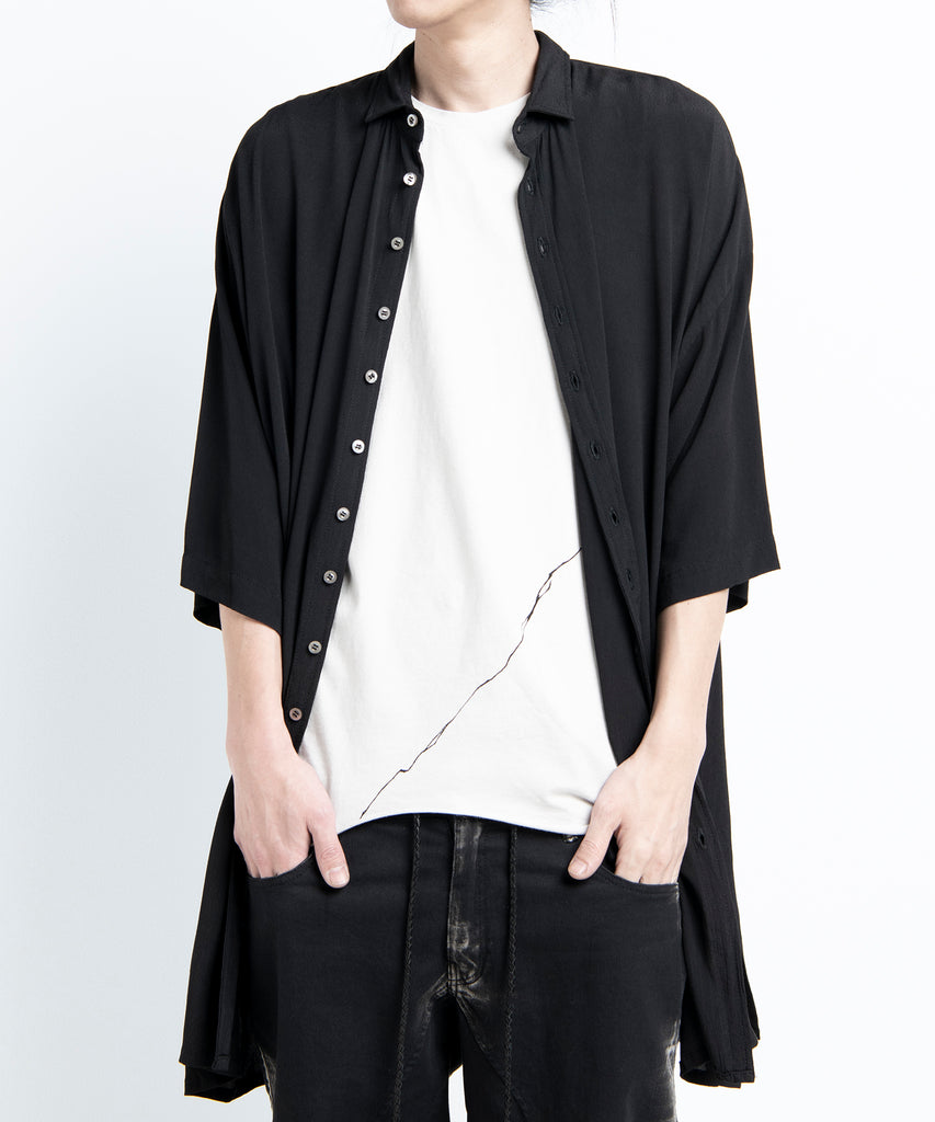 2501-SH02 Crepe Rayon Lazy Shirt 05 Black