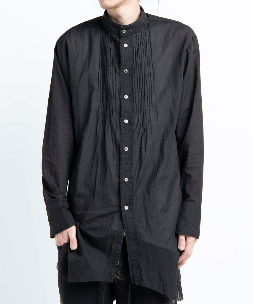 2501-SH04 Stand Collar Layer Shirt Black