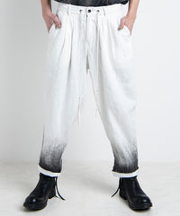 2501-PT04 Linen Layered Tuck Pants White