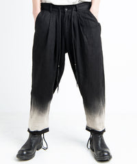 2501-PT04 Linen Layered Tuck Pants Black