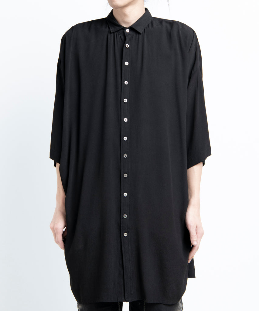 2501-SH02 Crepe Rayon Lazy Shirt 05 Black