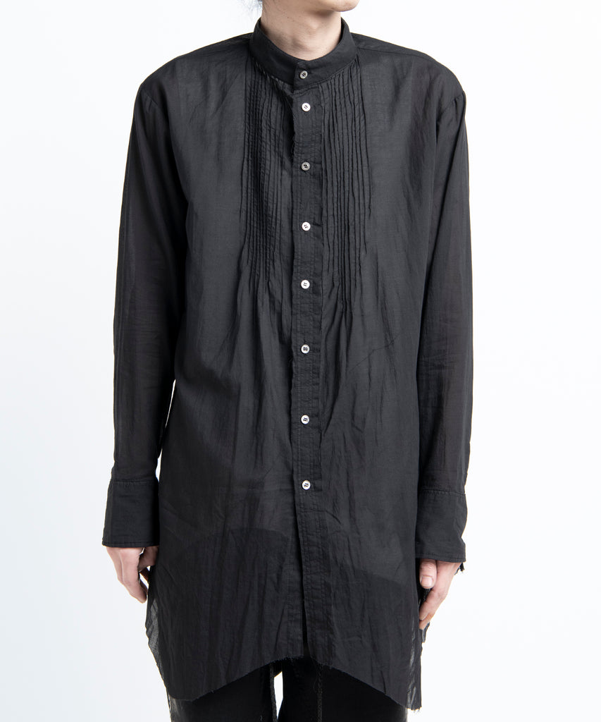 2501-SH04 Stand Collar Layer Shirt Black