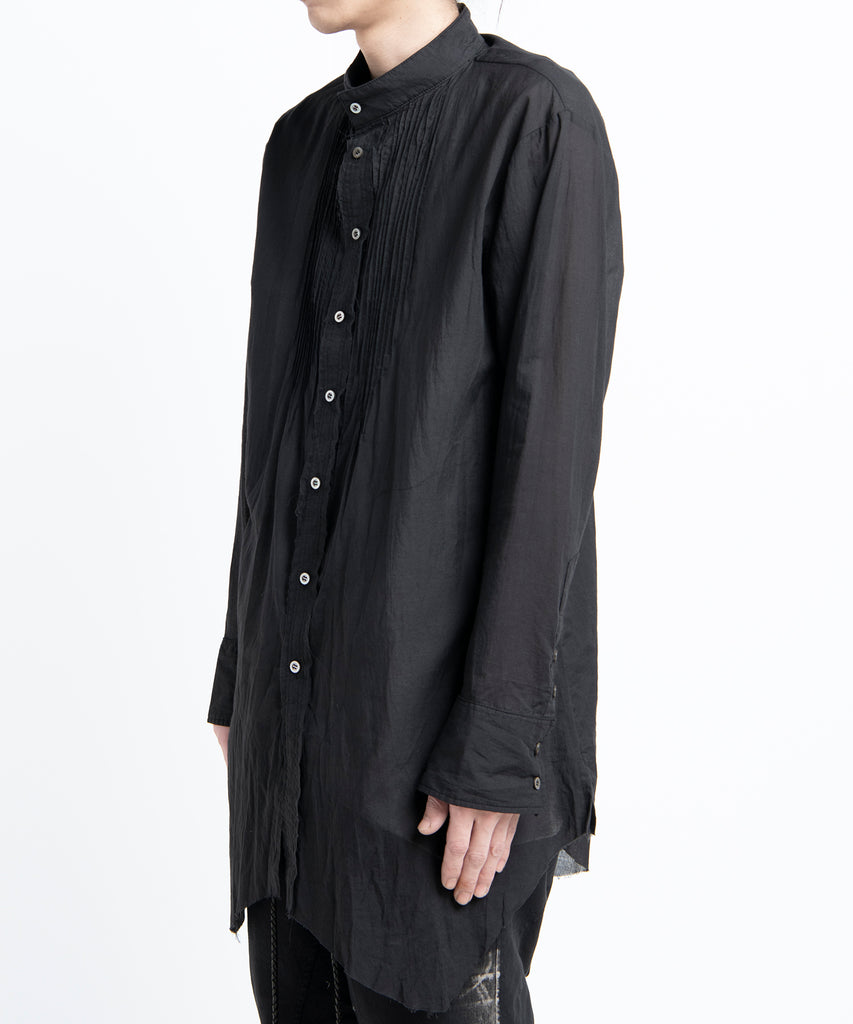 2501-SH04 Stand Collar Layer Shirt Black