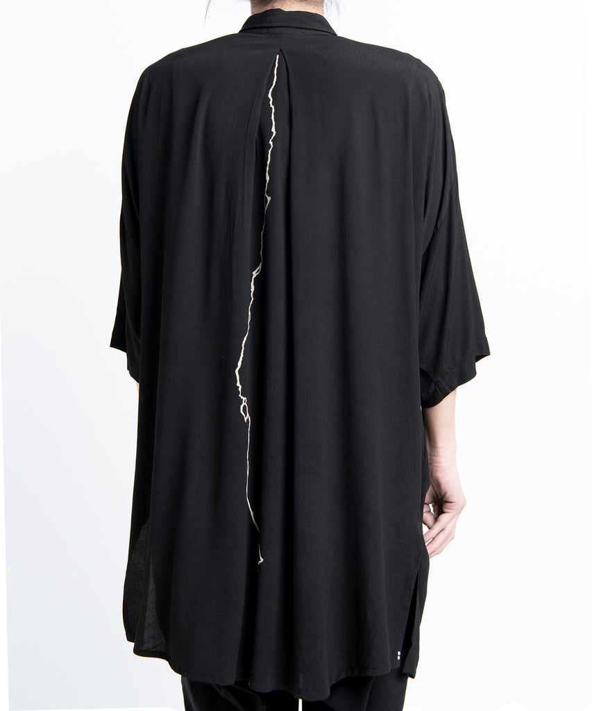 2501-SH02 Crepe Rayon Lazy Shirt 05 Black