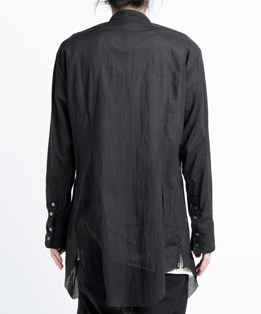 2501-SH04 Stand Collar Layer Shirt Black