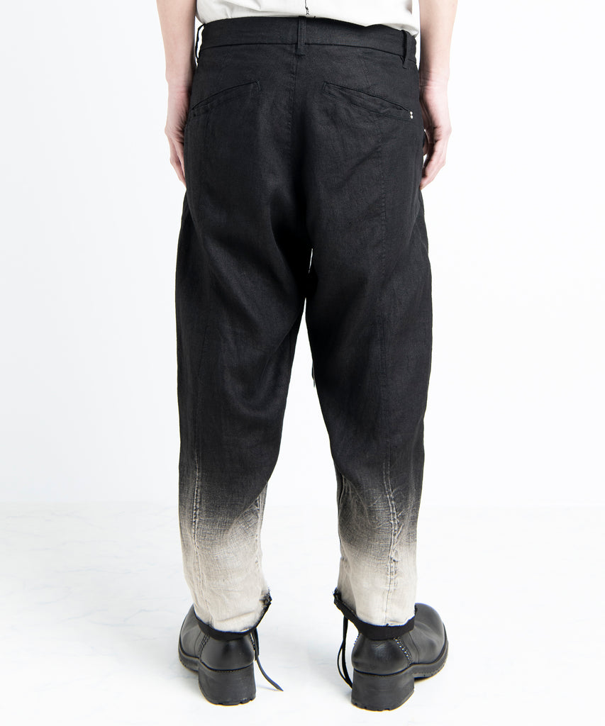 2501-PT04 Linen Layered Tuck Pants Black