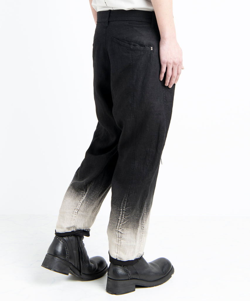 2501-PT04 Linen Layered Tuck Pants Black