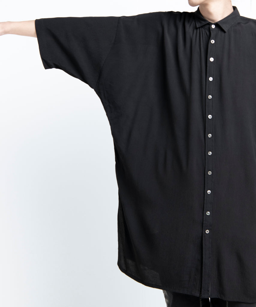 2501-SH02 Crepe Rayon Lazy Shirt 05 Black