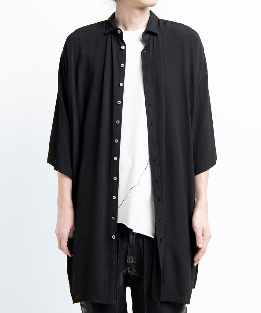 2501-SH02 Crepe Rayon Lazy Shirt 05 Black