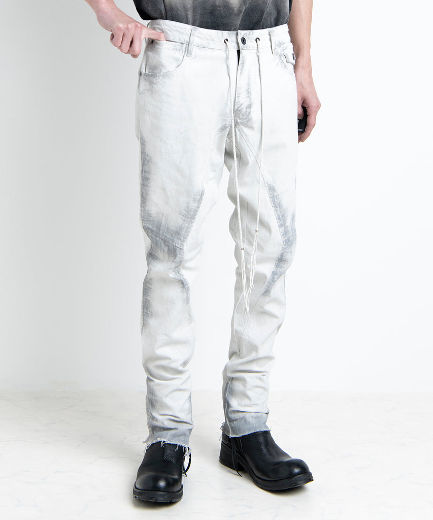 2501-PT06 Black Shadow Stretch Pants Dirty White