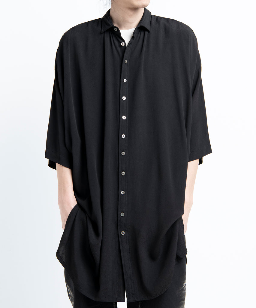 2501-SH02 Crepe Rayon Lazy Shirt 05 Black