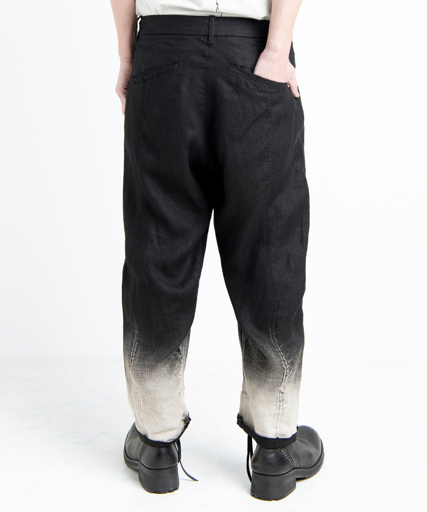 2501-PT04 Linen Layered Tuck Pants Black