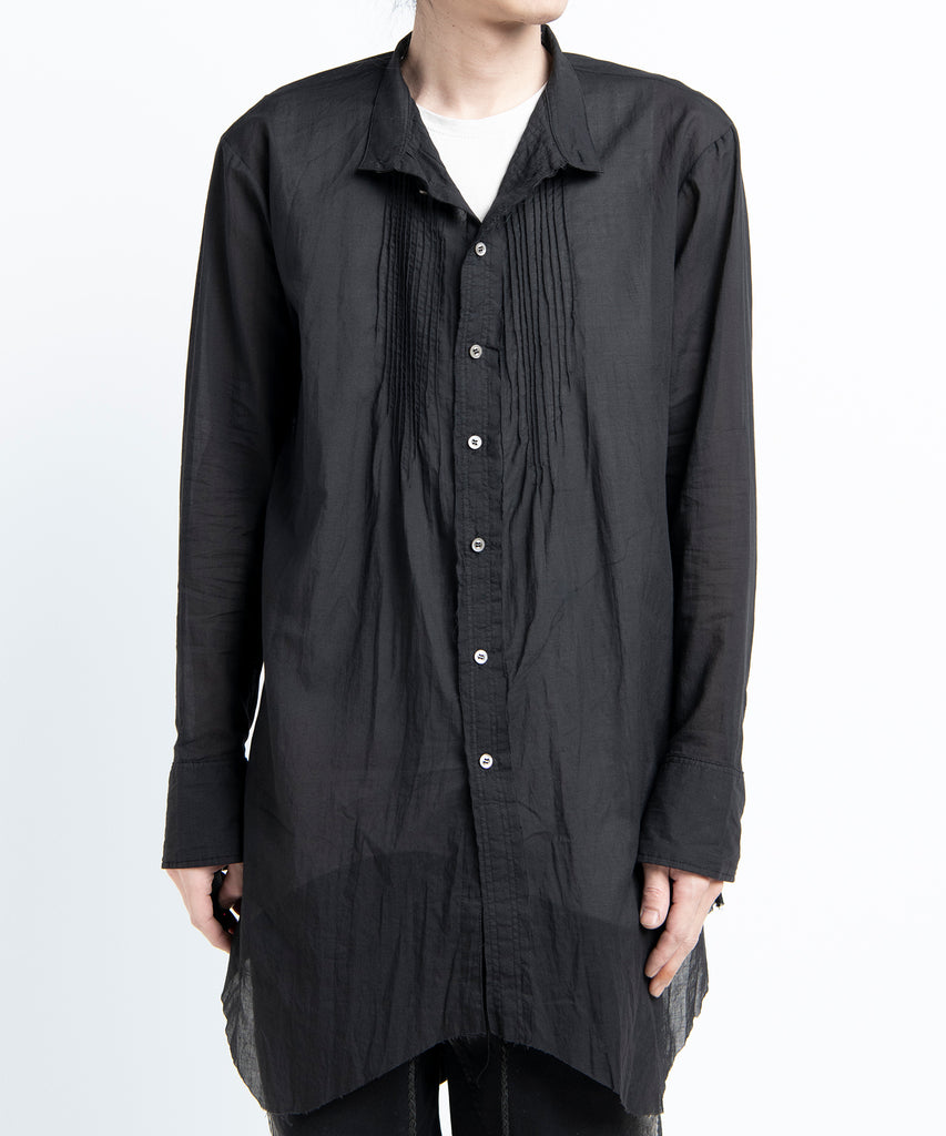 2501-SH04 Stand Collar Layer Shirt Black