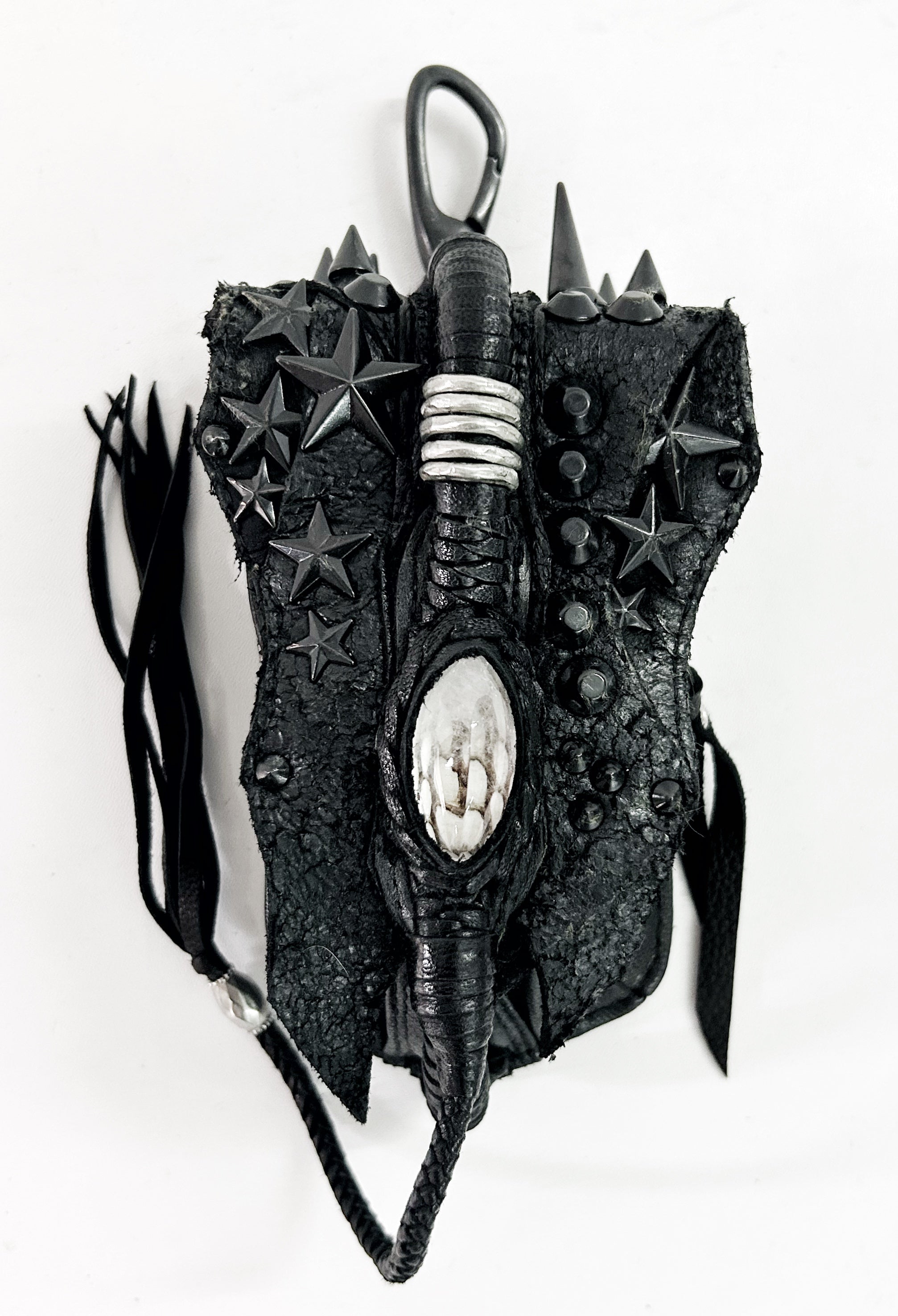 に*ゃ様 Kmrii leather shoulder bag KMRii Studded Embossed Leather Shoulder Bag - Black Shoulder