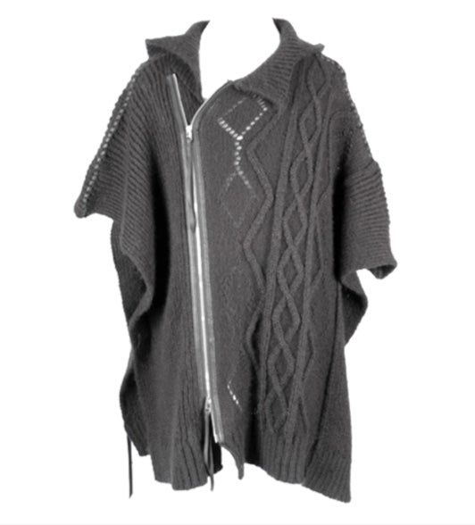 1702-KT02 Mohair Cable Domino Poncho | KMRii OFFICIAL ONLINE STORE