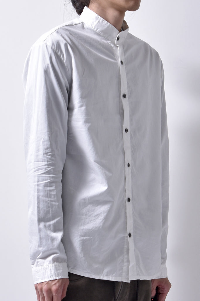 2102-SH05 Cotton Satin Stand Collar Shirt White | KMRii OFFICIAL 