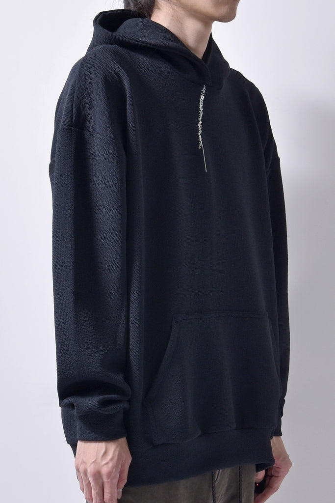 2102-TP03 Nylon Stretch Hooded Pullover Black