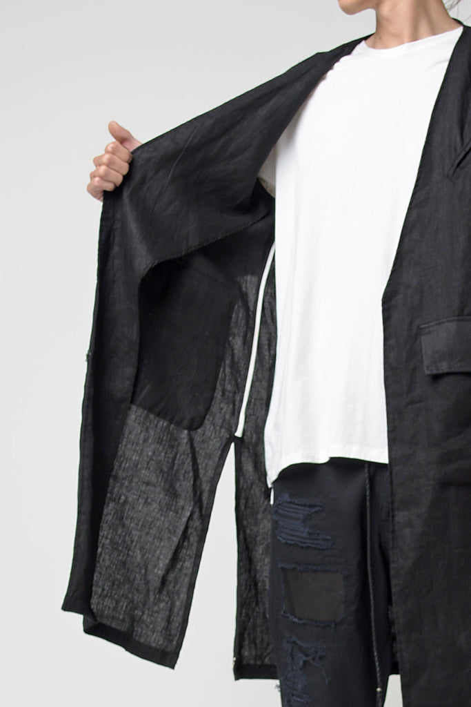 2301-JK06A Side Slit Linen Coat