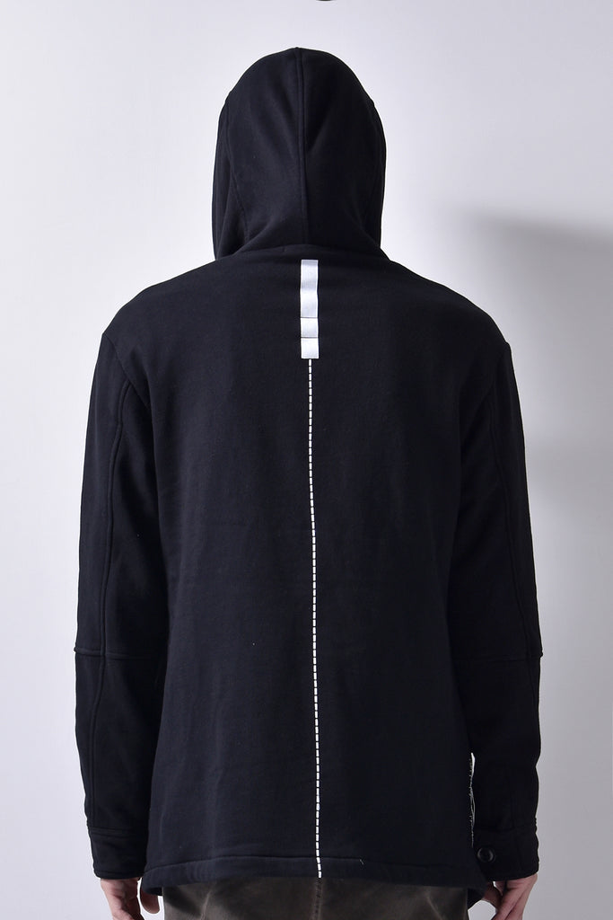 2102-JK04 Hooded Over Fleece Coat Black