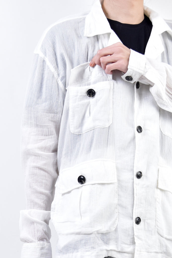 2101-SH01A/LS Crepe Cotton Field Shirt / LS White | KMRii OFFICIAL 
