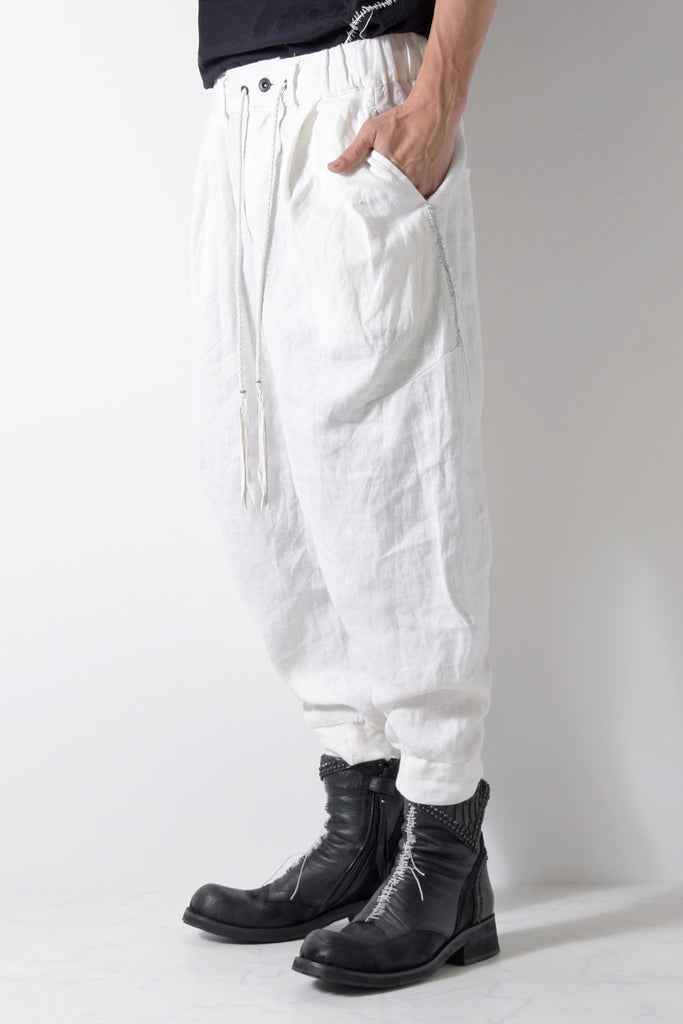 2201-PT03A Linen Jodhpur Pants 01 White