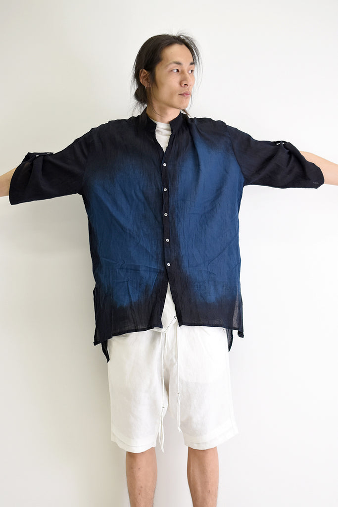 1901-SH01C Oversized Crepe Shirt 02 Indigo