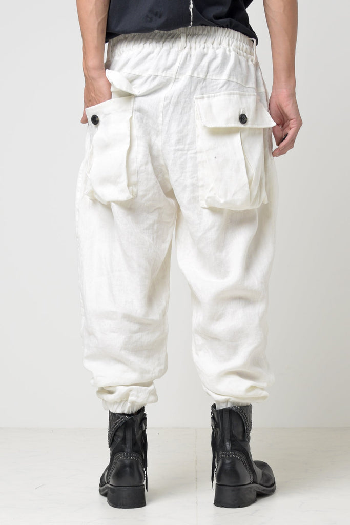2301-PT03 Linen Lazy Pants White