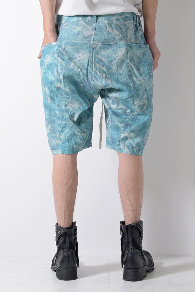 2201-PT04C Fractal Linen Shorts Turquoise
