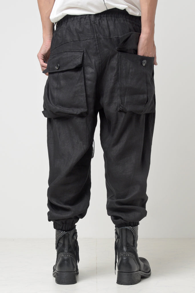 2301-PT03 Linen Lazy Pants Black