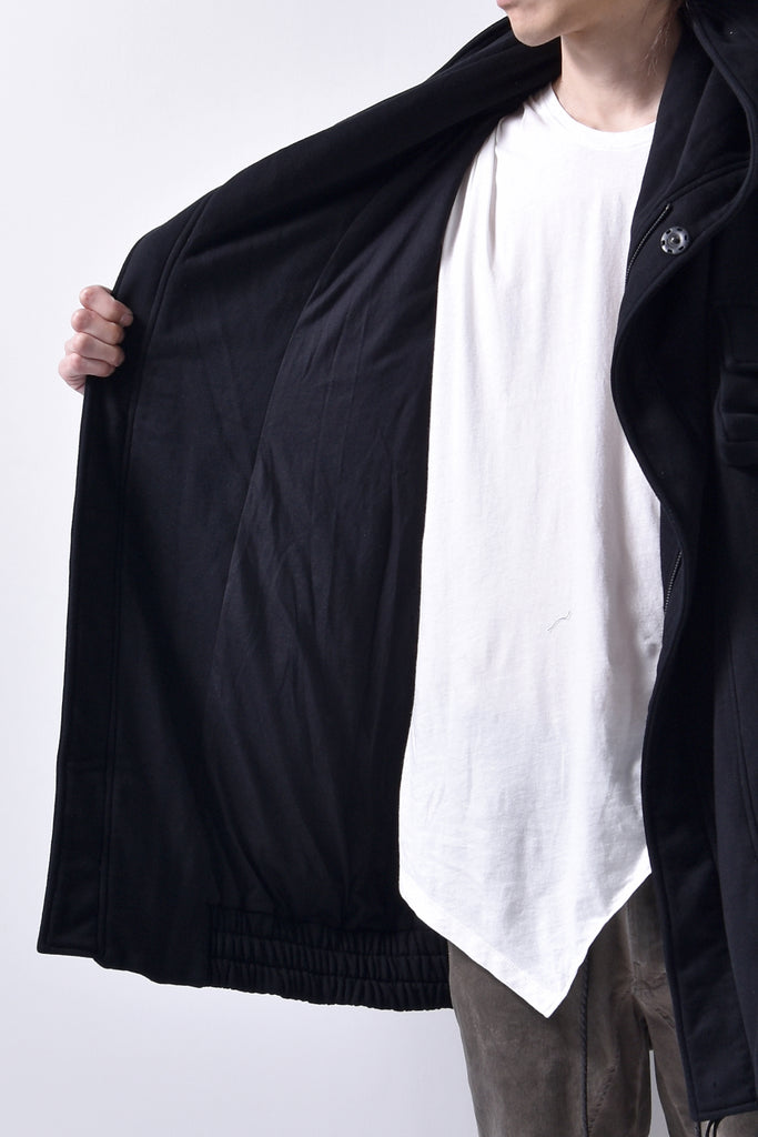 2102-JK03C Hooded Fleece Coat Black