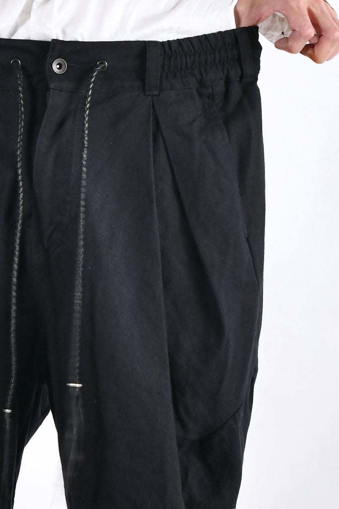2102-PT03A Cotton Linen Jodhpurs Pants Black