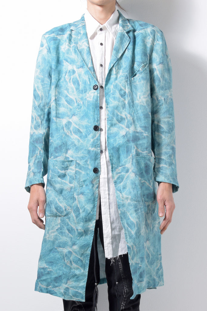 2201-JK02C Fractal Side Slit Tailored Coat Turquoise