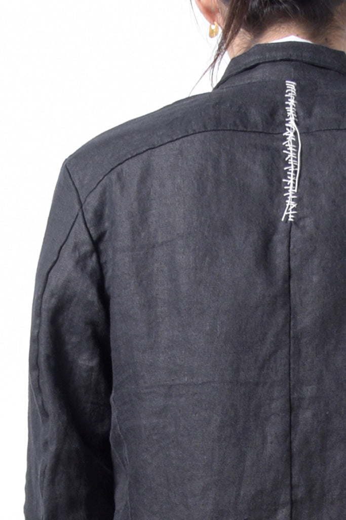 2201-JK04A Back Stitch Cropped Sleeve JKT Black