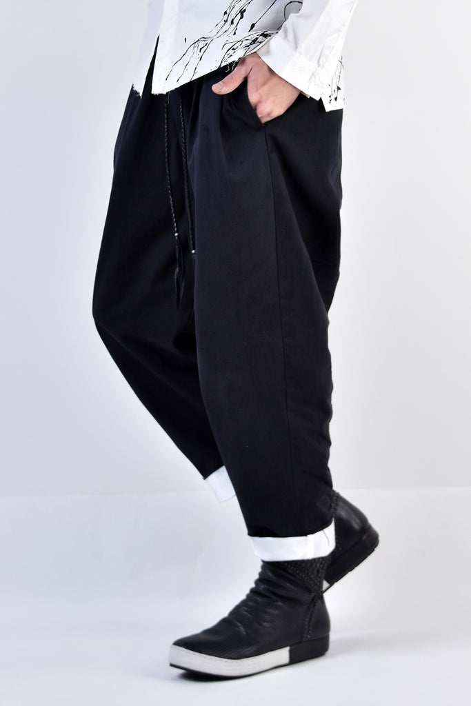2002-PT03A Layered Wide Pants Black