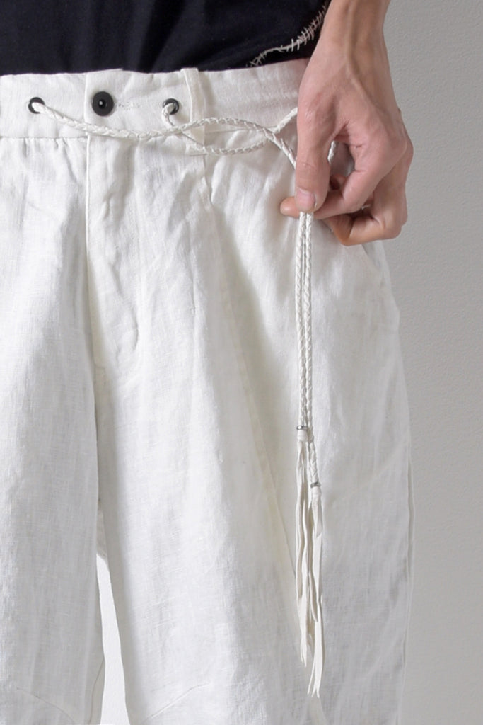 2201-PT01A Hand Stitched Linen Layered Pants 01 White