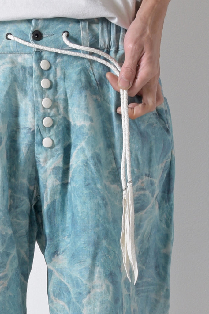 2201-PT04C Fractal Linen Shorts Turquoise