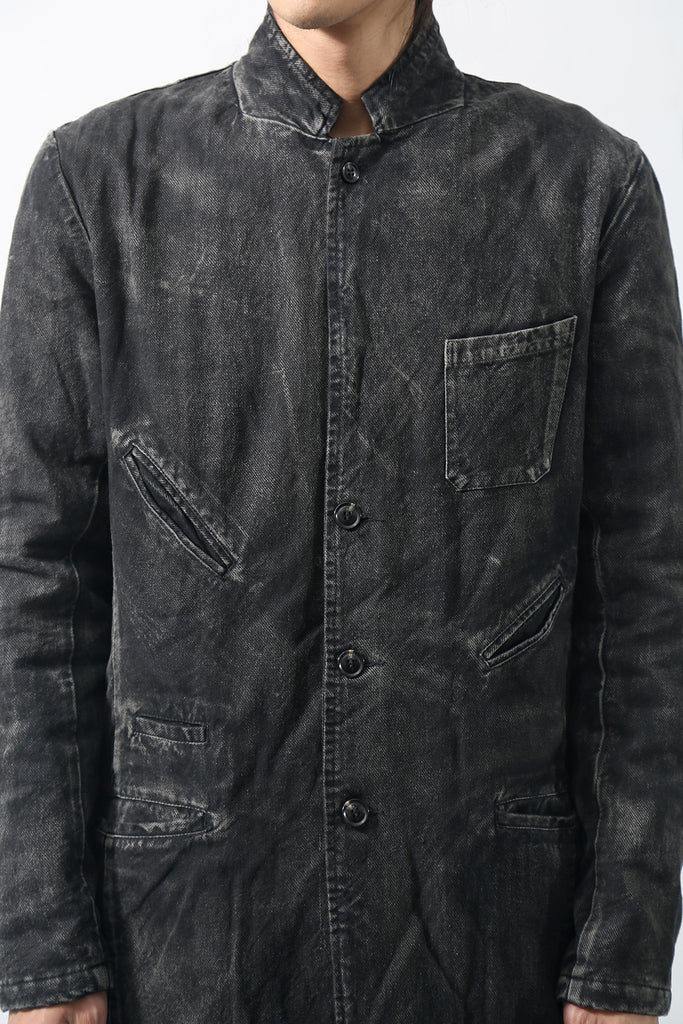 1902-JK08 Multipul Pocket Vintage Coat Black