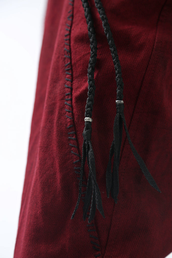 1902-PT03 Hand Stitch Layered Pants Red
