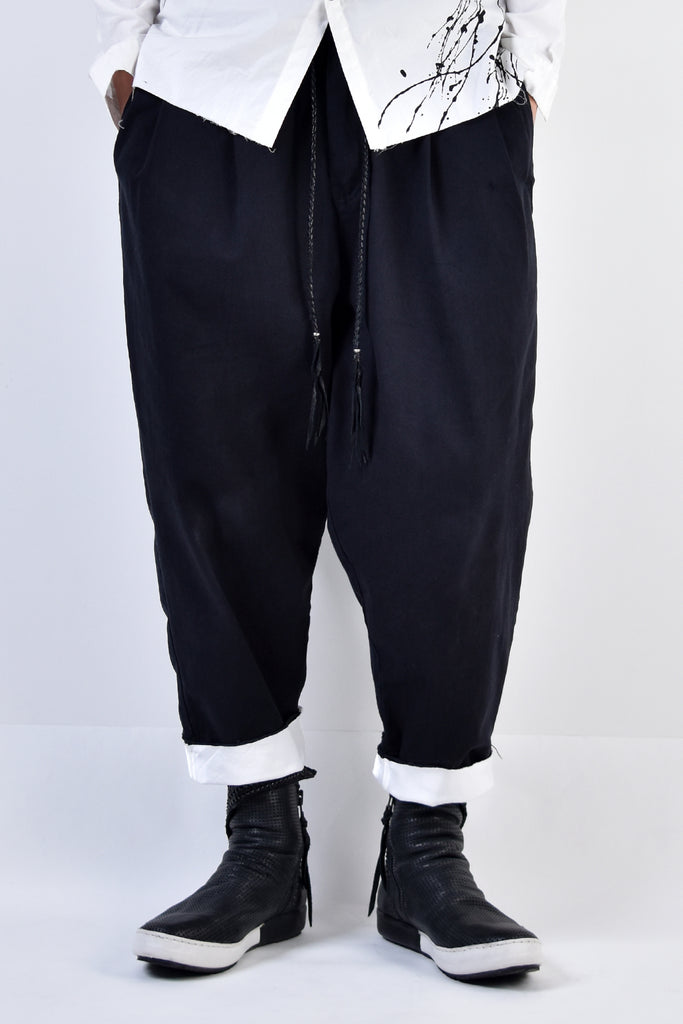 2002-PT03A Layered Wide Pants Black