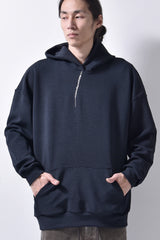 2102-TP03 Nylon Stretch Hooded Pullover Black