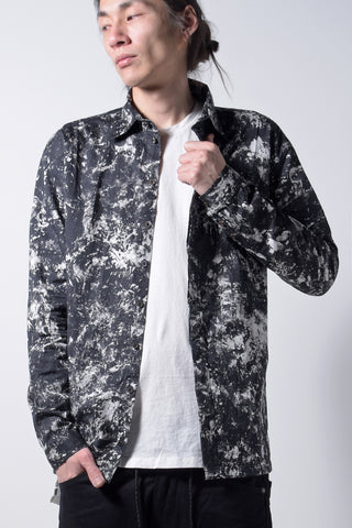 2202-SH03A Flake Discharged Slim Shirt