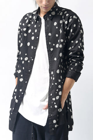 1902-SH01 Polka Dot Long Shirt Black